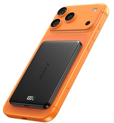 A ADDTOP Ultra Slim Power Bank für iPhone 5000mAh 20W Magnetische PowerBank | Klein, Mini, Induktives Laden Akkupack, PD QC 3.0 Schnellladung Externe Handyakkus, LED-Anzeige, USB-C Eingang & Ausgang