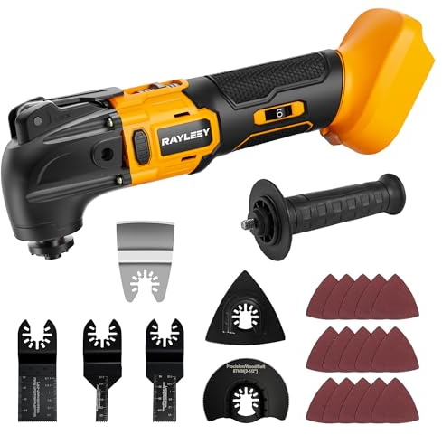 Cordless Oscillating Multi-Tool for Dewalt 20V Battery, 23Pcs Multitool Kit with 6 Variable Speeds, Multi-Use Cutting and Sanding Tool for Removing, Scraping, Cutting(NO Battery)