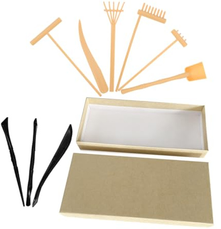FRCOLOR Japanese Zen Garden Rake Set for Tabletop Sand Art Miniature Desk Crafting Tools with Elegant Design Mindfulness and Meditation Aid Home and Office Decor