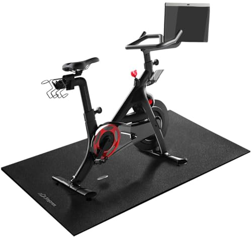Treadmill Mat Exercise Bike Mat, Non-Slip Sweat-Proof Exercise Mat for Bike Trainer/Indoor Cycling/Gym Equipment, Heavy-Duty Floor Protector for Hardwood & Carpet