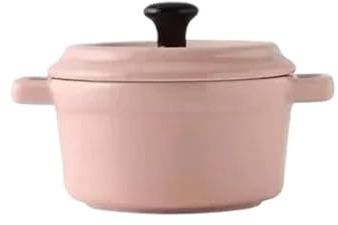 FGUJSUR Juego de ramequines cerámica for desayuno con tapa, aptos for horno, ideales for crème brûlée, mini cazuelas y soufflés. Incluyen asa for sopa cebolla. 220 ml(Pink)