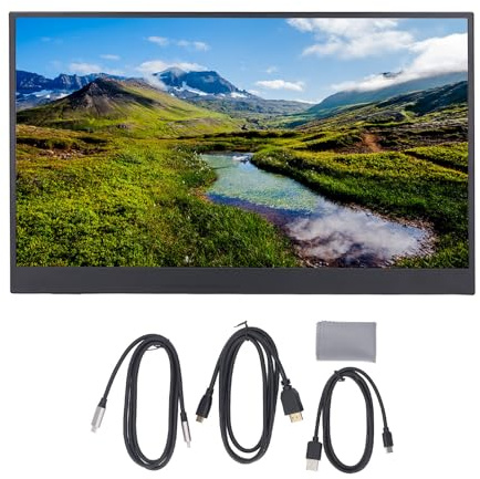 Denash Display Touchscreen IPS da 15,6 Pollici, Touchscreen Full HD 1080P con modalità di Visualizzazione Multiple, per Computer Portatili PC Smartphone Console di Gioco