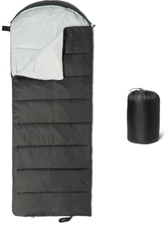 Amazon Basics Sacs de Couchage pour Adultes, Indispensables pour Le Camping, 3 Saisons Temps Chaud et Frais