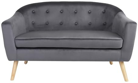 Zirkell 2-Sitzer Sofa Samt Polstersofa, Sofa Zweisitzer Loveseat, kleines Sitzsofa 120 cm breit für Wohnzimmer, Esszimmer oder Sofa Jugendzimmer Dunkelgrau
