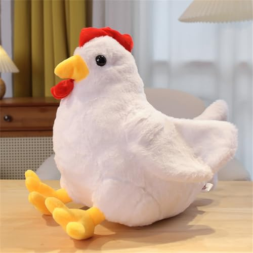 Generico Plüsch-Henne, weiches Dekokissen für Kinder, Premium-Qualität, Geschenk für Geburtstag und Weihnachten (Weiß, 30 cm)