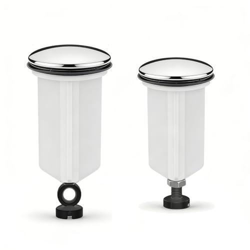 Piletta Lavabo Click Clack Universale, Tappo Scarico Lavandino a Pressione, Sistema Salta e Chiudi per Bagno, Bidet e Vasca (2 Pieces, 1 Grande + 1 Piccolo)