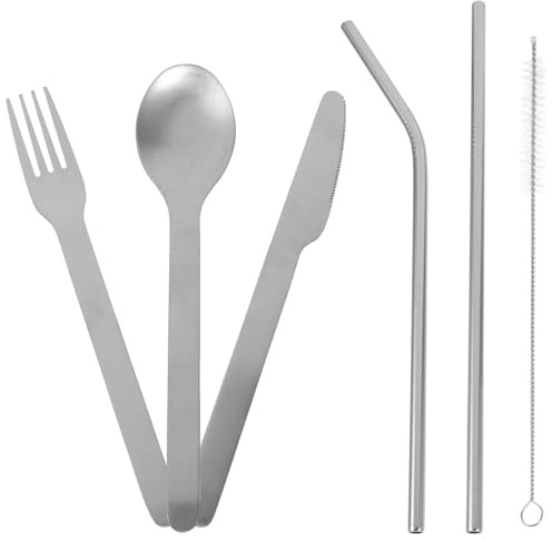 Homoyoyo Set Utensili da Cucina in Acciaio Inossidabile 5 Pezzi Design Ergonomico e Resistente per Ristoranti e Hotel, Posate da Portata Argento