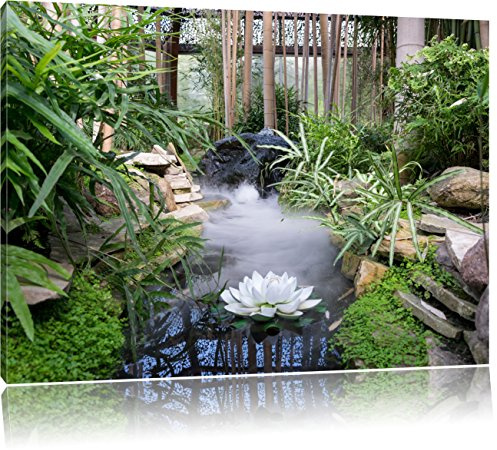 Pixxprint Zen Garten Japan, Größe: 80x60cm, Leinwandbild, fertig gespannt, Wandbild, Dekoration, Kunstdruck, kein Poster