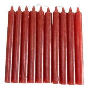 Pack of 10 Colourful Non DRIP Dinner Candles for Less Price - AVILABLE in Purple, Green,Blue,Pink, Orange,White and RED (RED)