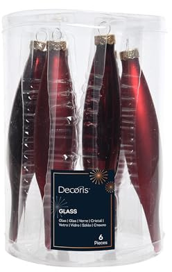 Kaemingk Christbaumschmuck Glas 15cm 6 Stück Set Eiszapfen Weihnachtskugeln - Ochsenblut/Christbaumschmuck Glas Oliven 15cm x 6 Stück Anhänger Ochsenblut