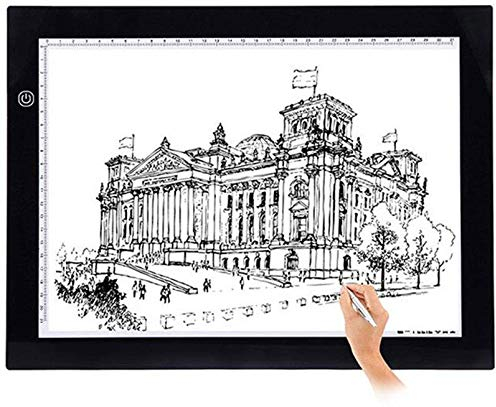 Ejoyous A4 Leuchttisch, Diamond Painting Zubehör LED Licht Pad Light Pad Leuchtplatte LED Zeichnung Pad Ultradünner Lichtkasten Copy Board Tragbare Zeichenbrett Helligkeit dimmbar