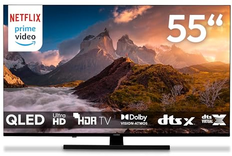 MEDION Televisor QLED 138,8 cm (55 Pulgadas) (Smart TV, 4K, Dolby Vision HDR, Prime Video, Disney+, Dolby Atmos, DTS X, Compatible con Google TV, PVR, Bluetooth, MD 855700)