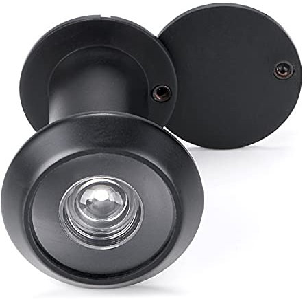 YOUTU® Door Viewer Wide Angle Door Viewer Peephole, Solid Brass Body and Wide Angle HD Glass Lens, 220 Degree Viewing Angle, Drill Hole Diameter 16 mm (Black)