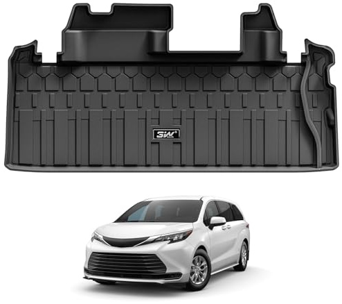 3W Cargo Mat Custom Fit for 2021-2026 Toyota Sienna, TPE Trunk Mat for Sienna 7 Seat & 8 Seat Car Accessories, Heavy Duty Cargo Liner