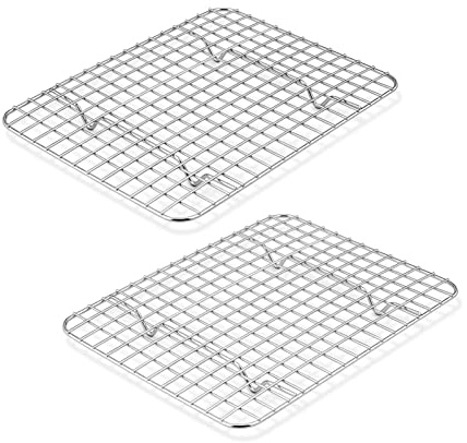 P&P CHEF 9.75 Inch Cooling Baking Rack Set of 2, Stainless Steel Grid Cooking Racks for Roasting Drying Grilling, Oven & Dishwasher Safe, Heavy Duty & Healthy