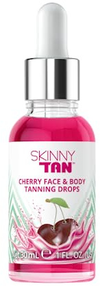 Skinny Tan Cherry Face Tanning Drops - Face & Body Drops, Cherry Extract, Aloe Vera, Vitamin E, Enhance Your Complexion, Transform Skincare Into Gradual, Vegan & Cruelty Free Skincare, 30ml