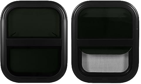 RV Window, 440mm H 390mm Awnings Screens Accessories W Rv Sliding Windows with Screen Tempered Tinted Glass Camper Window Campervan Replacement for Motorhome Trailer 4 Way Stretch Carpet
