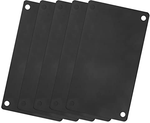 sourcing map 5 Stück Leere Metall Karten 60x40x0.4mm, Schwarz Metallkarte Edelstahl Platte mit 4 Loch, DIY Rohlinge Tag für Klingelschild Visitenkarten Namensschilder Briefkasten Türschilder