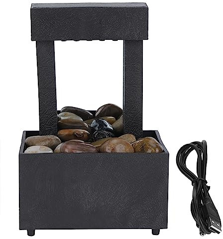 Fuente de Agua de Mesa LED con Iluminación y Piedras para Decoración de Oficina y Hogar