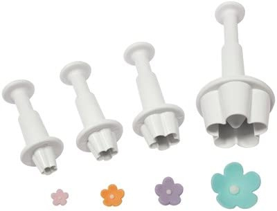 Kit 4 TAGLIAPASTA ad espulsione a forma di fiore fiorellini semplici - formine stampi Taglia Biscotti per Creare Fantastici Dolci e decori Torte - Ideale per Decorazioni in Pasta di Zucchero