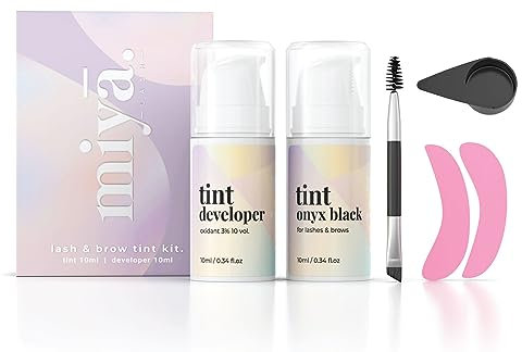 MIYA LASH | Lash Tint Kit Black | 2 in 1 Eyelash & Eyebrow Dye Set | Long Lasting 6 weeks Eyelash Colour | Brow Tinting Kit | Onyx Black with Tools & Developer | Home & Salon Use