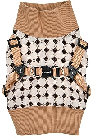 Puppia Jace Jacket Hundegeschirr Pullover Warm Winter Rautenmuster für kleine und mittelgroße Hunde, Beige, Large