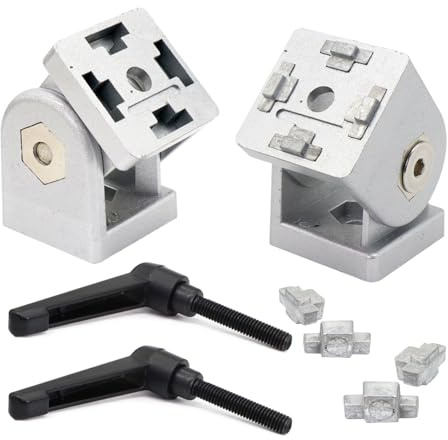 BLCCLOY 2Pcs 15 Series Aluminum Extrusion Profile Flexible Pivot Joint Connectors with Handles, 2pcs 15 Extruded Aluminium Profil 1515 Perfiles Exprimidos de Aluminio Rail