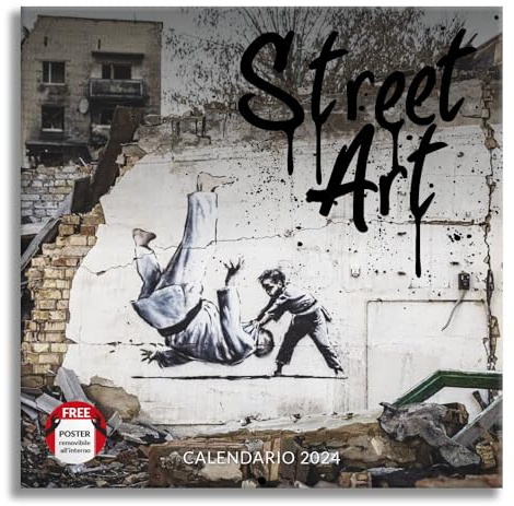 Calendrier mural Street Art 2024, idéal pour le bureau et la maison, 12 mois, 30 x 30 cm + affiche cadeau incluse.