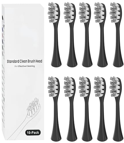 10 têtes de brosse compatibles avec la brosse à dents électrique Oclean, brosses de rechange avec des poils DuPont, adaptées à Oclean Flow, X Pro, X Pro Elite, X Pro Digital, etc. (Noir)