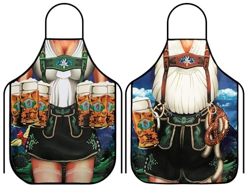 Heveer Delantal de Cocina Novedoso para Mujer y Hombre - Barbacoa y Fiesta - 2 Piezas