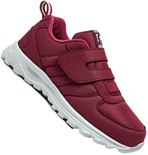 AZMAHT Damen Herren Diabetiker Schuhe Weit Gesundheit Sneaker mit Klettverschluss Breit Halbschuhe Geschwollene Füße Gesundheitsschuhe,Women red,42/260mm