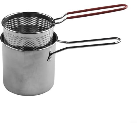 URPIZY Stainless Steel Fryer Portable Cooker Piercing Kits Mini Cooker Deep Frying Pan with Basket and lid, Basket Fryer Pot for, Chip Fryers, Fish, Chicken