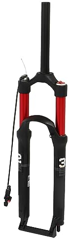 GYZOUKA Mountain Bike Suspension Fork, Red Aluminum Alloy Shock Absorption Bicycle Air Suspension Fork 27.5 Inch for Off-Road