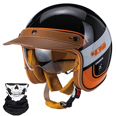 3/4 Motorcykel Open Face Hjälm Lätt Mopedhjälm Retro Motorcykel Halvhjälm Sommar Motorcykelhjälm Elmotorcykelhjälmar med justerbart snabbspänne Vuxna Män Kvinnor ECE-godkända