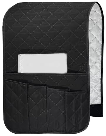 Elqubkan Organizador de reposabrazos para sofá, soporte de mando a distancia, soporte antideslizante para sillón reclinable, con 5 para libros, etc. Fácil de usar