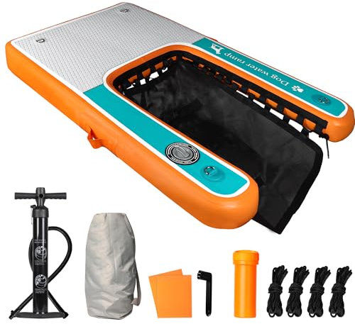 DiDiBirDi Rampa d'acqua per cani, extra grande, gonfiabile, scaletta per piscina, rampa d'acqua extra larga, per cuccioli, piscine e banchine, scale e gradini per il nuoto di animali domestici fino a