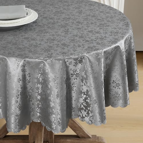 Romanstile Tischdecke Wachstuch rund 120 abwaschbar 350GSM Plastik Tischtuch hochwertig,wasserdicht für Party,Silvester,Outdoor,Neujahr,Gartentisch,Couchtisch,Draußen,Balkon,Beistelltisch,Restaurant