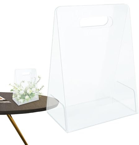 Bolsos de flores transparentes, jarrón de bolsos - Caja de flores transparente de alta gama | Cesta de acrílico portátil para arreglos florales, Jarrón transparente decorativo para bodas, fiesta de