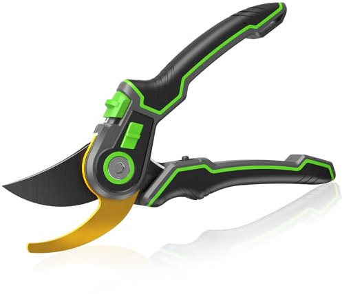 AOSTOK Sécateur de jardin Lame en acier à haut carbone SK5, Cisaille de Jardin pour bois frais jusqu'à Max 22 mm de diamètre, avec Verrouillage de Sécurité Secateur pour Plantes et Fleurs