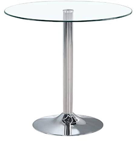 Bistrobord Glasbord Runt härdat runt barbord Köksmatbord Modernt frukostbistrobord Kromställ (Storlek: 60CM, Färg: Transparenta färger)