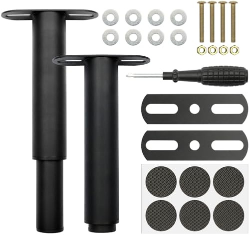 ZYNERY 2 Stück Mittelfuß, Lattenrost, verstellbar, 18 – 33 cm, mit Schraubendreher, einziehbar, Tischbeine, Bett, T-Form, aus Metall, für Bett, Sofa, Schrank, ohne Bohren, verstellbare Möbelfüße