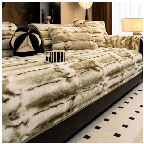 Tauzveok Kaninchen Plüsch Sofabezug 3 sitzer, rutschfeste Sofa Auflage für L Form, Sofa Schoner für Ecksofa U Form, Sofa überzug Sitzfläche für Wohnzimmer,Grün,90 * 160cm