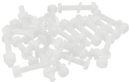 PATIKIL 24 Set Viti In Nylon M4x25mm Bianche Con Dadi Plastici Set Di Viti | Per Progetti Di Fissaggio Industriali E Domestici, A Testa Esagonale Con Filettatura Completa