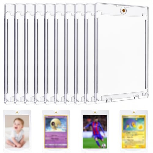 HAMKU 10 Piezas Magnetic Card Holder 35PT Magnéticas Tarjetero Protección UV Transparentes para Poke-mon,Magic, MTG, Deportes, Béisbol, Fútbol