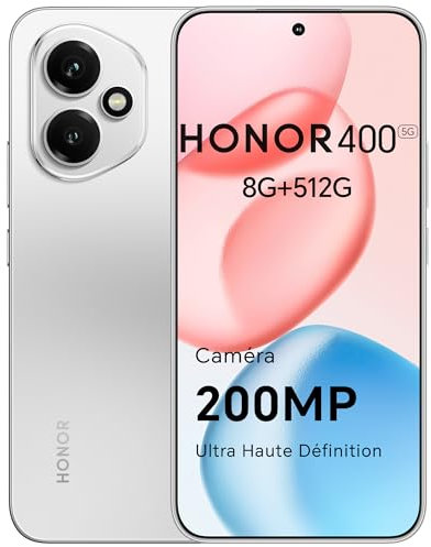 HONOR 400 Smartphone 5G, 512GB/8GB RAM, Simlockfrei Android-Handy (200MP AI-Kamer, 6,55 Zoll AMOLED Eye Comfort Display 5000nits, Dual SIM, NFC, 5300 mAh,Snapdragon 7 Gen 3), Meteor Silver