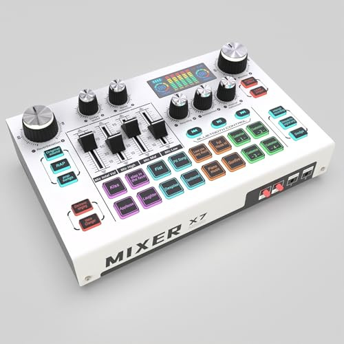OUTFYT X7 changeur de Voix Microphone Carte Son Effets de mixage DJ,Une ExpéRience Sonore Plus IntéRessante