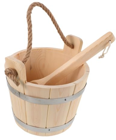 SUPVOX Barril De Sauna y Cucharón De Madera para Sauna Cubo para Baño De Vapor Accesorios para Uso SPA y Relajación Casa