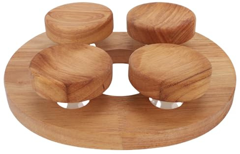 Asixxsix Holz Sauna Kopfstütze, Eichen Hals Kissen mit 4 Drehbarer Scheibe, Ergonomisches Sauna Zubehör für Hals-Schulter-Schmerz Linderung und Entspannung
