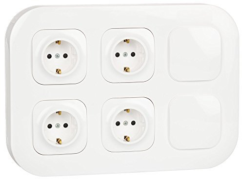 Legrand, 782497 Base de Enchufes de pared 4 tomas y 2 tapas ciegas , Forix, color blanco