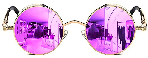 ROCKNIGHT Gothic Steampunk polarisierter UV400-Schutz Runde Sonnenbrille Herren Damen Retro